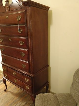 Vintage Queen Anne Style Highboy Dresser Chest of Drawers Made in USA 3