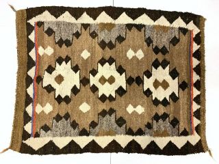 Atq Vintage Navajo Native American Indian Rug Saddle Blanket Geometric 37x29 "