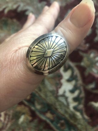 Vintage Native American,  Navajo Sterling Silver Concho Ring Large By Eddy Chaco