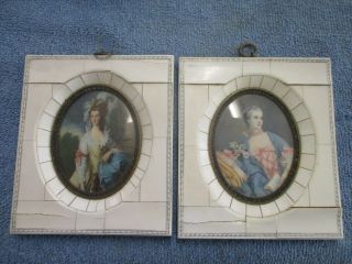 Antique 19th C.  Miniature Hand Painted Portraits German Or French