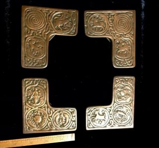 Antique Tiffany Studios York 996 Zodiac Pattern 4 Corner Ends Dark Bronze