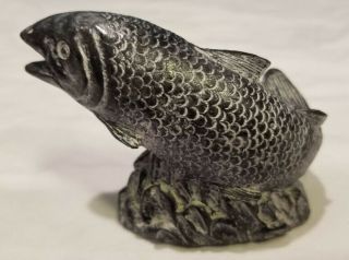 Vintage Wolf Hand Carved Fish Sculpture Made In Canada 2