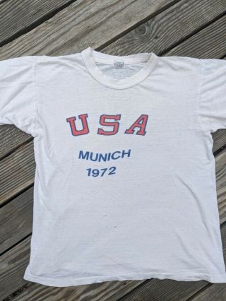 Vintage 1972 Munich Olympic Games Usa Trial T Shirt Dixknit Tag Rare