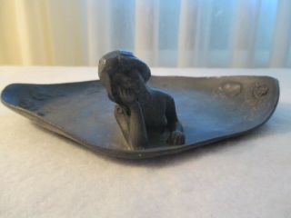 Antique Art Nouveau Bronzed Spelter Mermaid Nude Woman Calling Card Tray 319 2