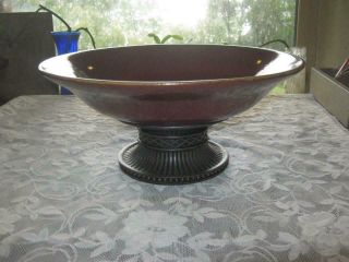 Partylite Moroccan Spice Pedestal Bowl Rare Burgundy & Black Candle Holder Dish