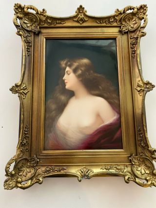 Rare Kpm Plaque Of A Young Lady Marked On Back
