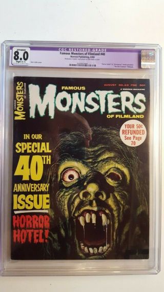 Famous Monsters Of Filmland 40 Cgc 8.  0 Classic Rob Cobb Cover