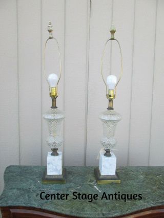 55660 Pair Glass Crystal,  Marble Table Lamps