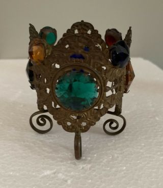 Private Brass Ormolu Jeweled Fairy Figural Lamp Filigree Victorian & Stand