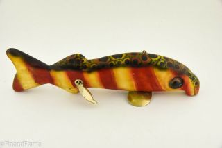 Vintage Rare Signed Bud Stewart Great Colored Fish Antique Fishing Decoy Rk4