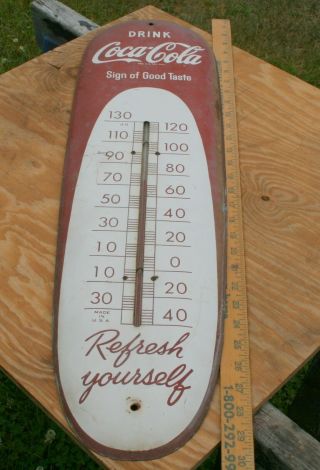 Vintage Coca Cola Cigar Metal Thermometer - Early 1950 