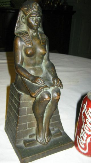 Antique Kbw Bronze Clad Nude Egyptian Bookend Art Deco Lady Statue Sculpture Usa