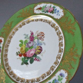 Antique Vieux Paris Hp Porcelain Plate Flowers Elaborate Gilt Paste Feuillet