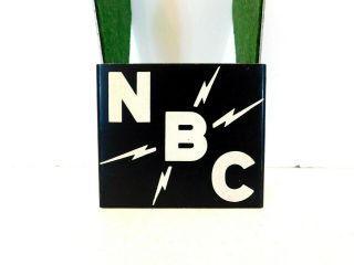VINTAGE NBC OLD LIGHTNING BOLT RADIO TELEVISION ANTIQUE OLD RCA MICROPHONE FLAG 2