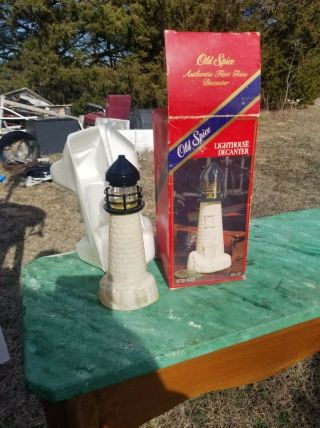 Vintage Avon Glass Lighthouse Bottle Decanter Full