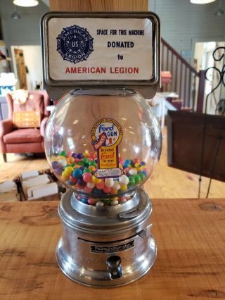 Vintage Ford Gumball Vending Machine - 1 Cent Gum Ball American Legion W/Key 2