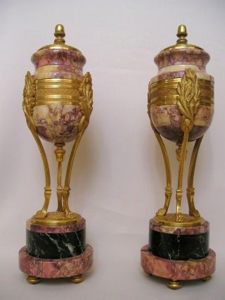 A Antique 19th C French Cassettes Marble And Bronze Mantle Urns