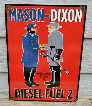 Vintage Porcelain Mason - Dixon Gas And Oil Sign
