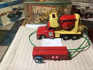 Vintage Tin Linemar Battery Operated Remote Cement Mixer Truck 1950s Japan