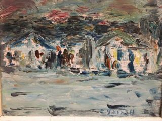 Vintage Abstract Impressionist Beach Scene Landscape Oil Painting 2