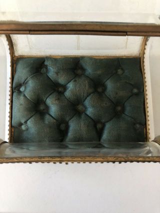 Antique French Ormolu Beveled Glass Jewelry Box Etched Ivy Leaves 1 3