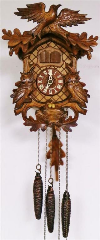 Vintage Black Forest 3 Weight Musical Automaton Cuckoo & Zither Wall Clock