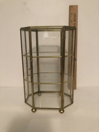 Small Glass And Brass Display Case Octagon Shape