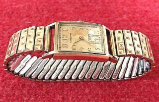 Vtg Hamilton " Brock " 19 Jewel 14k Gold Wristwatch W/lenox 1/20 12k Gf Band