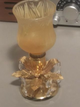 Vintage Brass And Glass Candle Holder