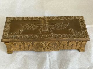 Antique Jb Jennings Bros Jewelry Box Casket Phoenix Snake Egyptian Revival Deco