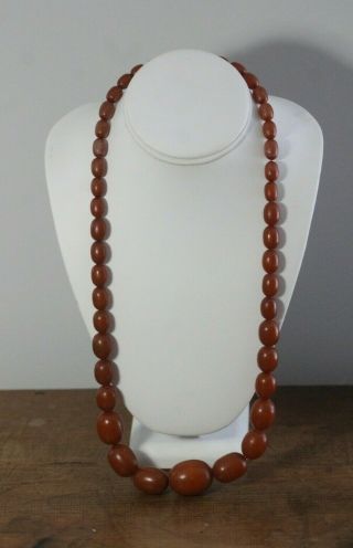 Vintage Butterscotch Amber Graduated Bead Necklace 77.  7 Grams