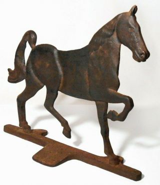 LATE 19TH - EARLY 20TH C ANTIQUE CAST IRON HORSE BOOT SCRAPER/DOORSTOP,  ORIG PAINT 2