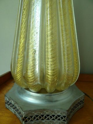 Italian Vintage Murano Lamp Art Glass Gold Fleck Heavy Thick 32 