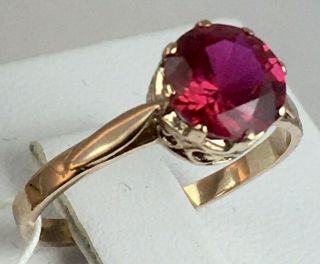Vintage Soviet Rose Gold Ring With Ruby 583 14k Ussr,  Gold Ruby Ring