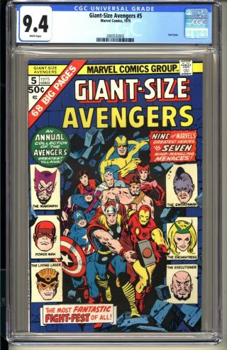 Giant - Size Avengers 5 Cgc 9.  4 Wp Nm Marvel 1975 Iron Man Thor Captain America