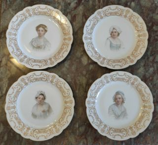 4 Antique Sevres Porcelain Hand Painted Plate Signed 10 ".