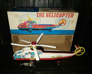 Vintage Rare Sea King Helicopter Tin Toy Mystery Bump 