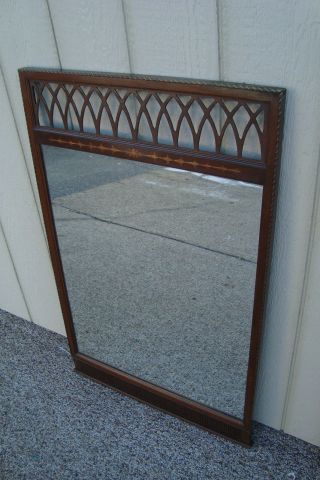 59880 Antique Mahogany Inlaid Mirror In Fancy Picture Frame