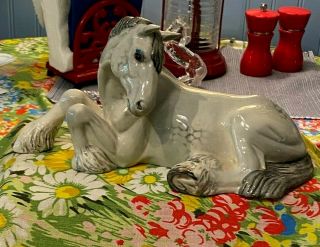 Vintage Beswick Horse - 2459 - Shire Mare Lying In Grey