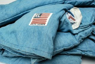 King Size Ralph Lauren Blue Jean Denim Comforter Windward Cotton Vintage 94x108
