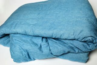 King Size Ralph Lauren Blue Jean Denim Comforter Windward Cotton vintage 94x108 2