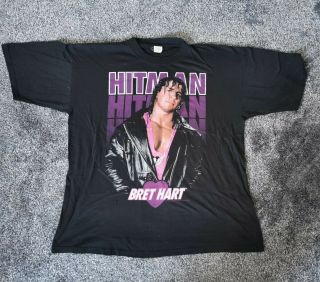 Vintage 1993 Bret Hitman Hart Wwf Shirt Xl Wwe Wrestling