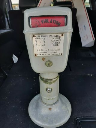 Vintage Karpark Corp 1c Penny / 5c Nickel Parking Meter,  On Base
