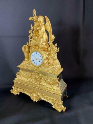 Antique French Gilt Bronze Figural mantel Clock ca 1840 2
