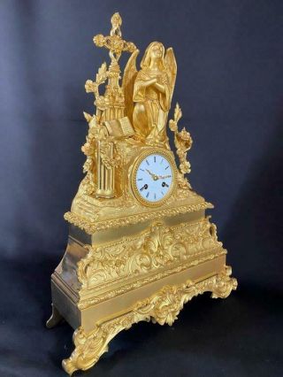 Antique French Gilt Bronze Figural mantel Clock ca 1840 3