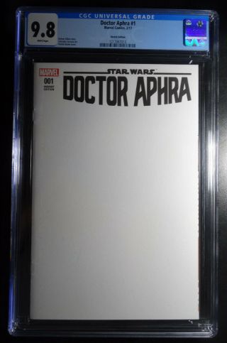 Star Wars Doctor Aphra 1 Sketch Edition Blank Variant Cover Comic Cgc 9.  8
