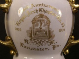 1909 Art Nouveau Royal Arch Masonry Mason Loving Cup China Trophy Vase Urn 3