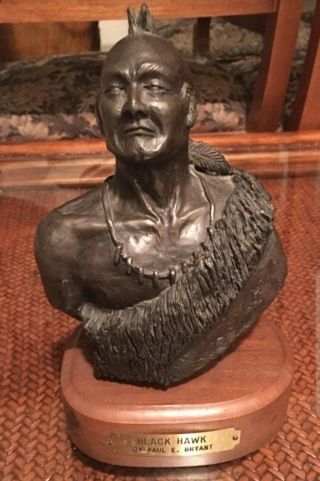 Rare Native American Bronze Sculpture " Blackhawk " By Paul E.  Bryant