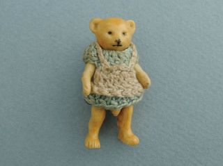 Antique Miniature Hertwig Jointed Bisque Teddy Bear 1.  65” (42mm) C1910