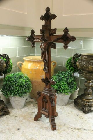 Antique French Gothic Altar Crucifix Cross Jesus Christianity Catholic Cathedral